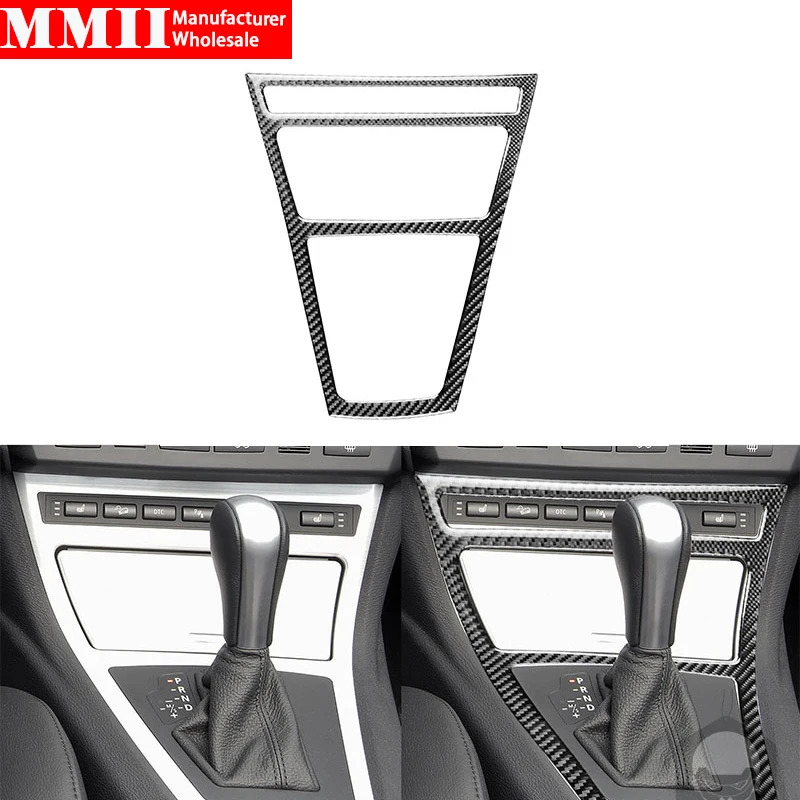 Carbon Fiber Sticker For BMW X3 E83 2004 2005 2006 2007 2008 2009 2010 Central Gear Shift Surround Frame Interiors Accessories