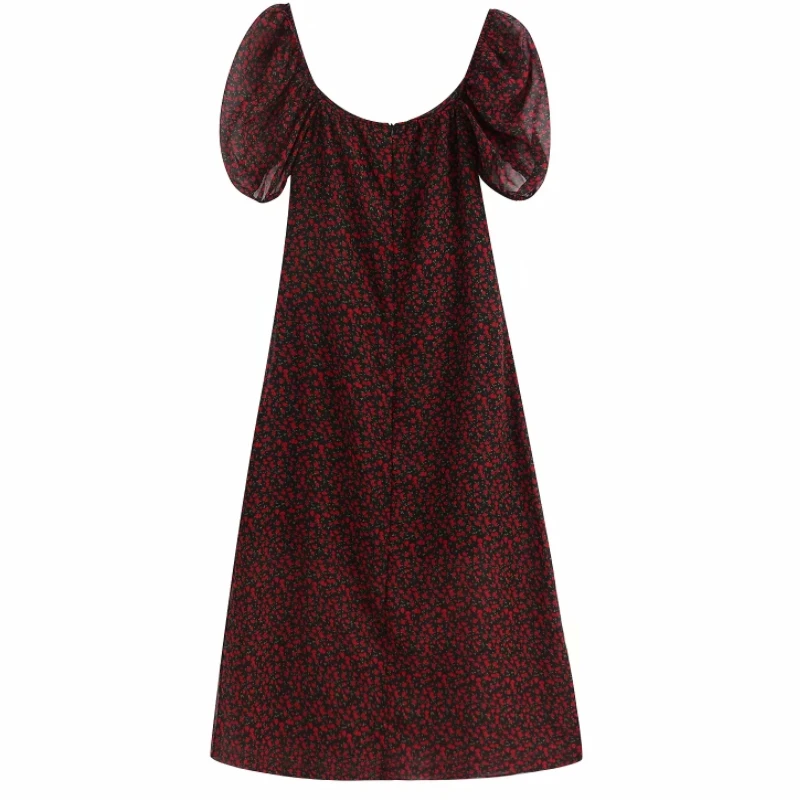 Новое женское элегантное шифоновое платье миди с цветочным принтом Повседневное