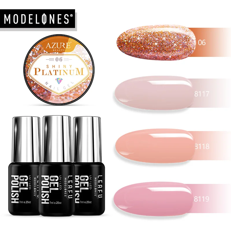 Серия Modelones оранжевый Блестящий Гель-лак долгостойкий лак для ногтей