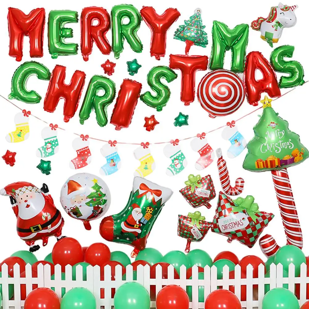 

Рождественские украшения, воздушный шар, Φ 50 шт., набор украшений, включая Рождественский баннер с Сантой