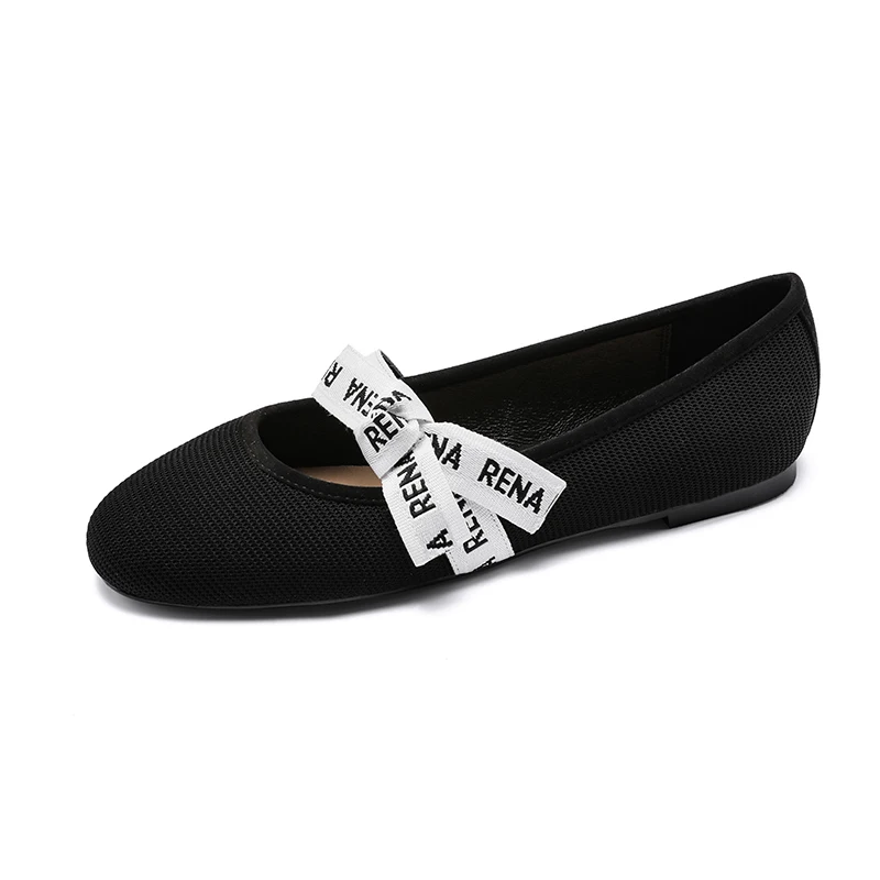 

Sweeheart 2021 leather women's shoes Bow-tied flats women's shoes spring leather ballet shoes Loafers Women Casual Loafers34-42