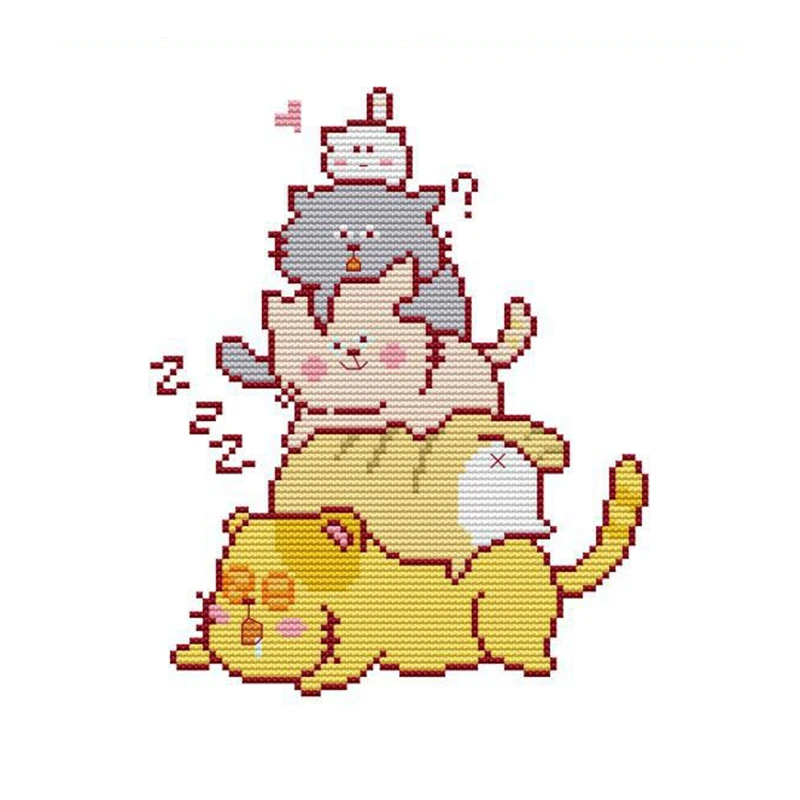 

Cross Stitch Stamped Kits Printed Embroidery Cloth Needlepoint Kits Easy Patterns for Stacked Arhat 11CT 34 x 34cm