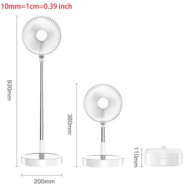 

Foldable Floor Desk Fan Bluetooth App Control Timing 4-Speed Pedestal USB Fan