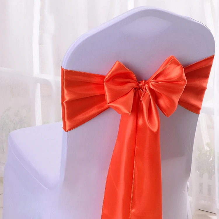 Orange WedFavor 25 шт. атласная стул лук пояса свадьба крышка стула лента галстуки бабочки для вечерние события в гостиничных залах торжеств украшения - Цвет: Orange