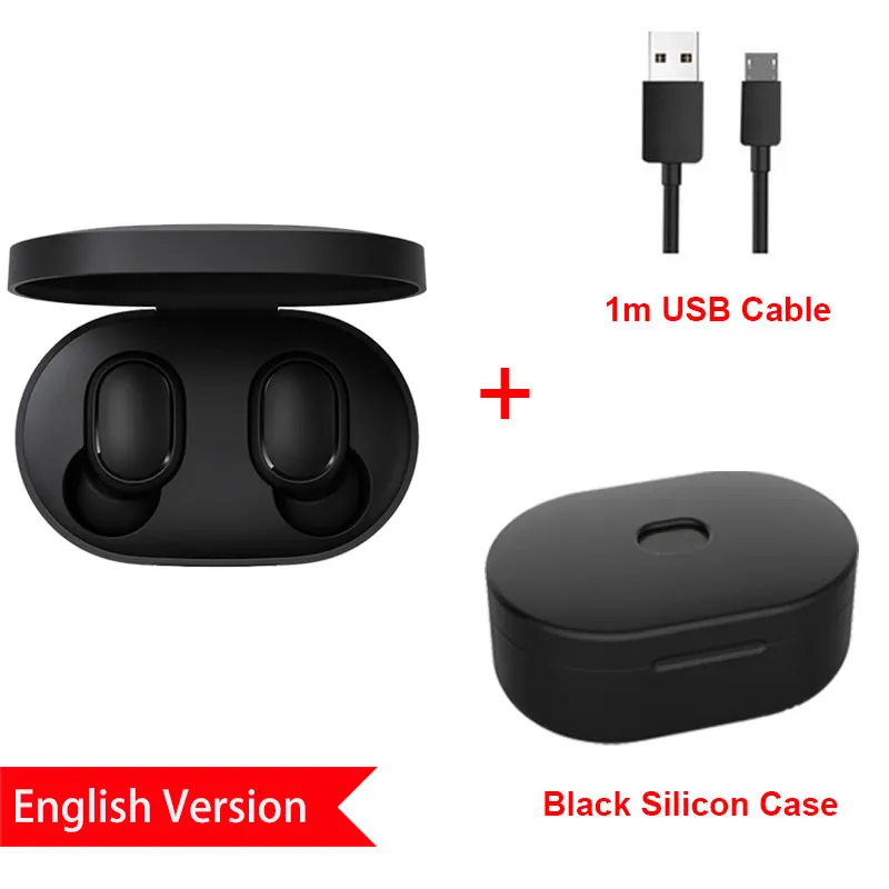 Xiaomi Redmi Airdots TWS Bluetooth наушники стерео бас Bluetooth Airdots 5,0 Eeadphones с микрофоном Handsfree наушники AI управление - Цвет: EN SiCase Black C