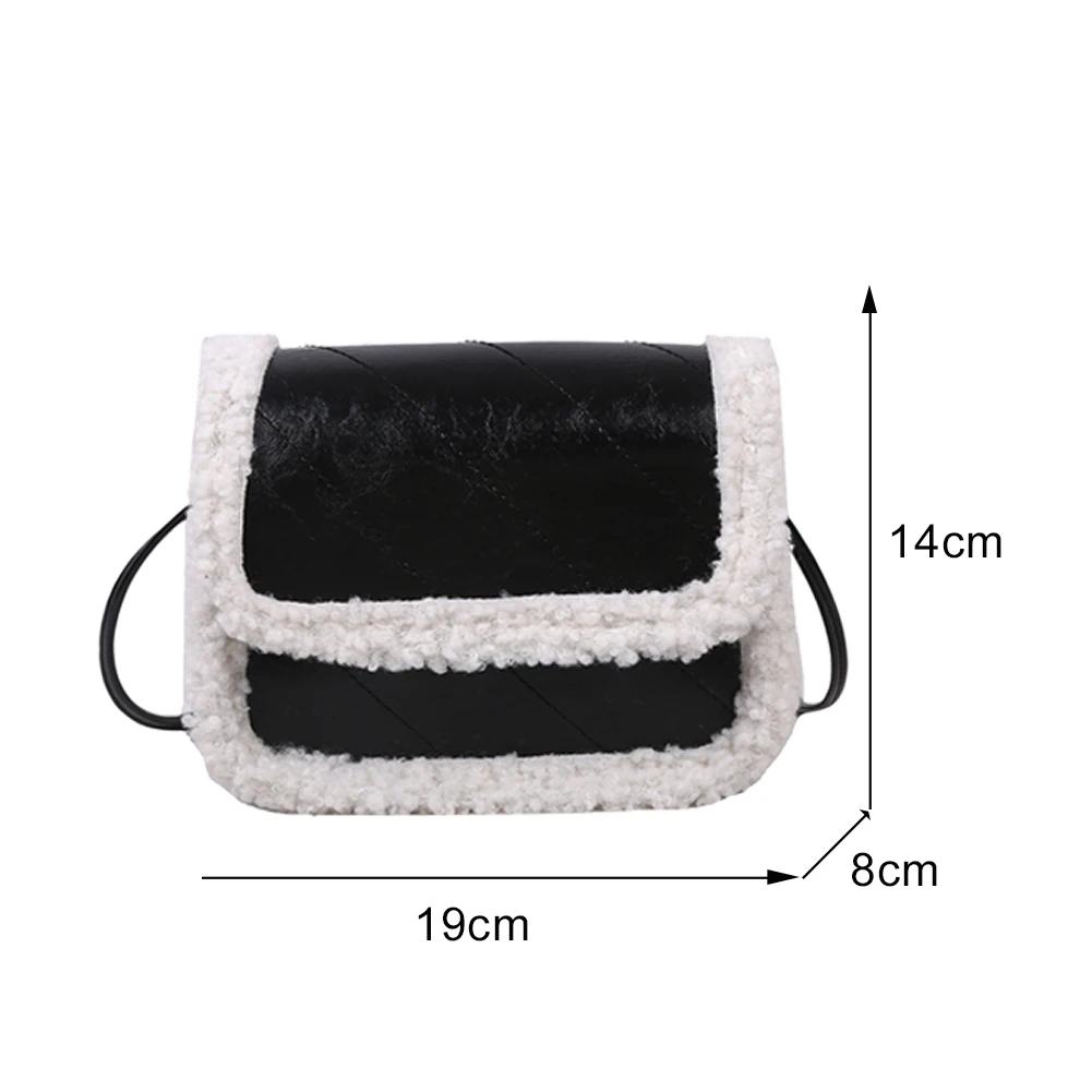 

Women Fashion PU Leather Plush Splicing Messenger Commuter Handbags Casual Autumn Winter Embroidery Shoulder Crossbody Bag