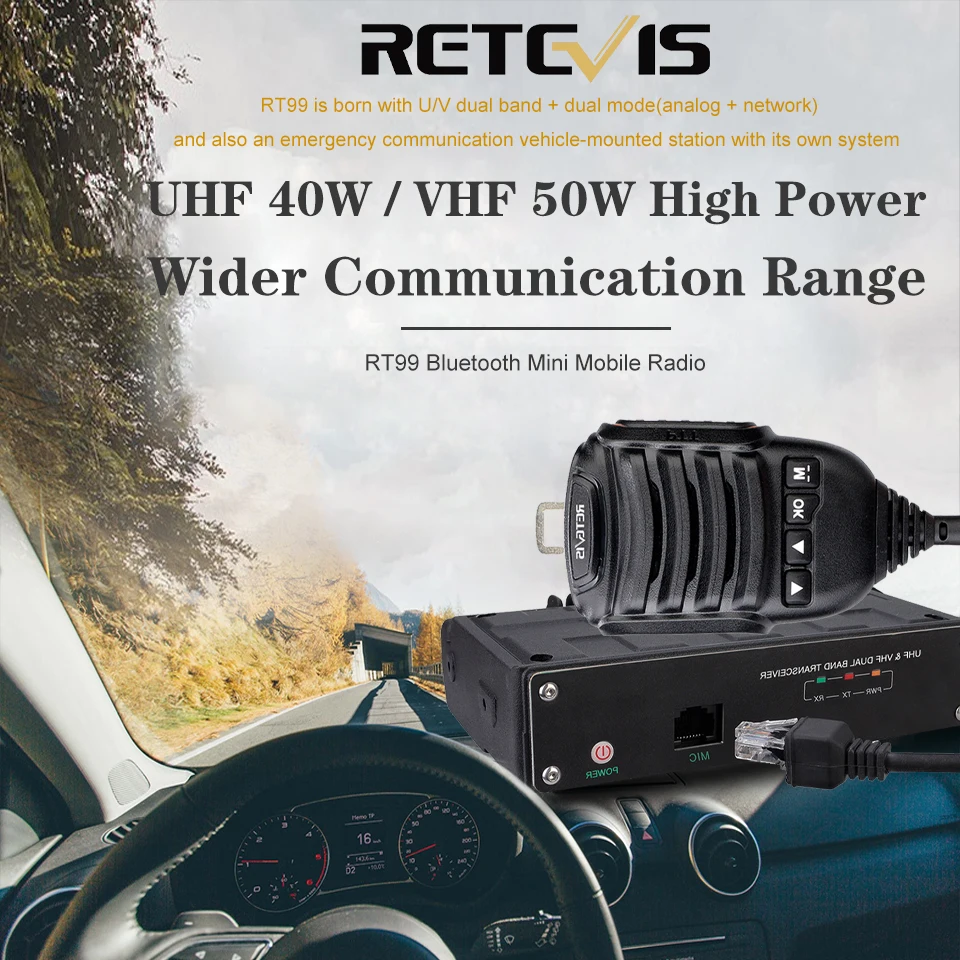 RETEVIS RT99 4G Bluetooth автомобильное мобильное радио UHF VHF двухстороннее 50 Вт