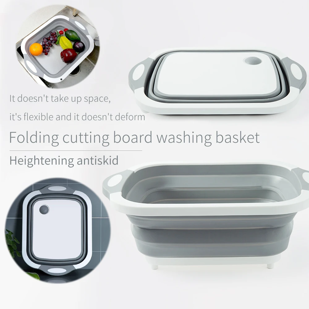 High Quality Multi-Function Folding Cutting Board Kitchen Foldable Drain Basket Chopping Blocks Washing Organizer | Дом и сад