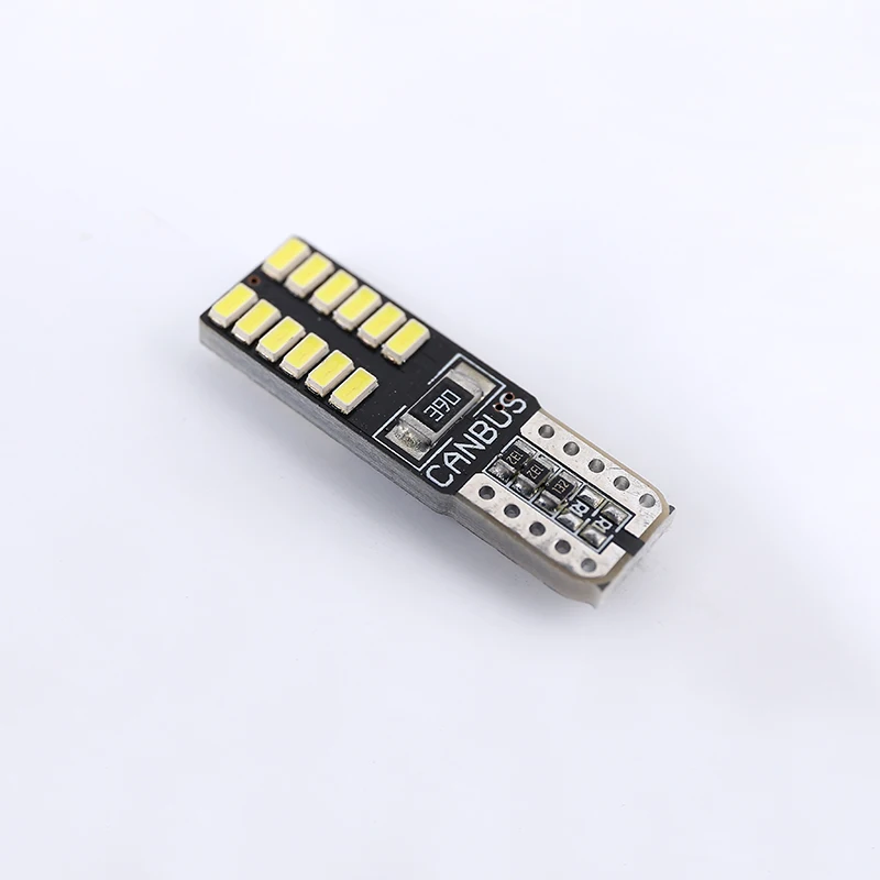 10 шт. T10 светодиодный светильник CANBUS 3014 24 SMD для салона автомобиля W5W/194 168 автомобильный габаритный светильник, Автомобильная лампочка источника, резервная лампа белого цвета