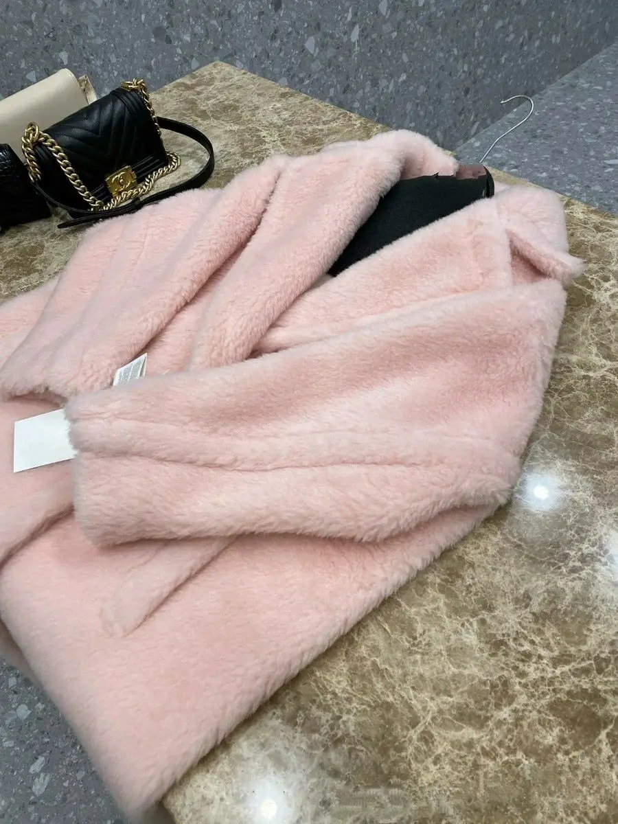 Women's Winter Sheepskin Coat Long Real Fur Wool Women Mid-Length Genuine Sheepskin Teddy Bear Jacket Streetwear Women