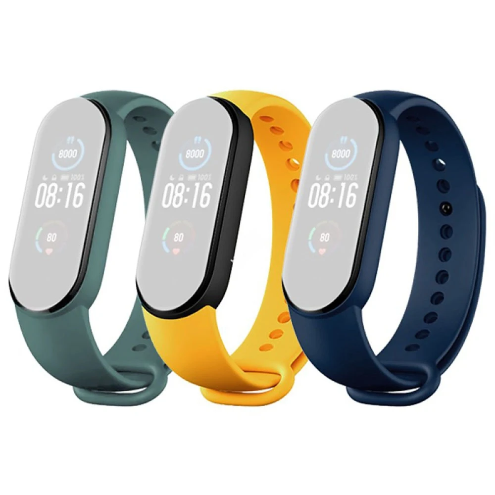 Ремешок для умных часов Xiaomi Mi Smart Band 5 Strap синий/жёлтый/зелёный BHR4640GL|Ремешки часов|