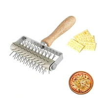 pizza punch pastry roller pin biscuit dough pie hole embossing dough roller craft baking cooking tool1