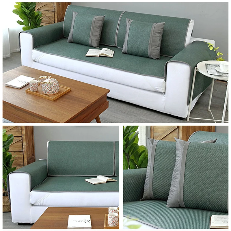 Комбинированный чехол для дивана подушка летний бамбуковый коврик из ротанга