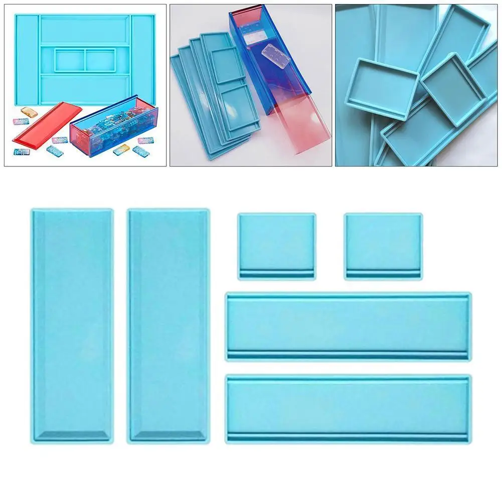 

1 Set Domino Storage Box Epoxy Resin Mold Container Casting Silicone Mould DIY Crafts Making Tools