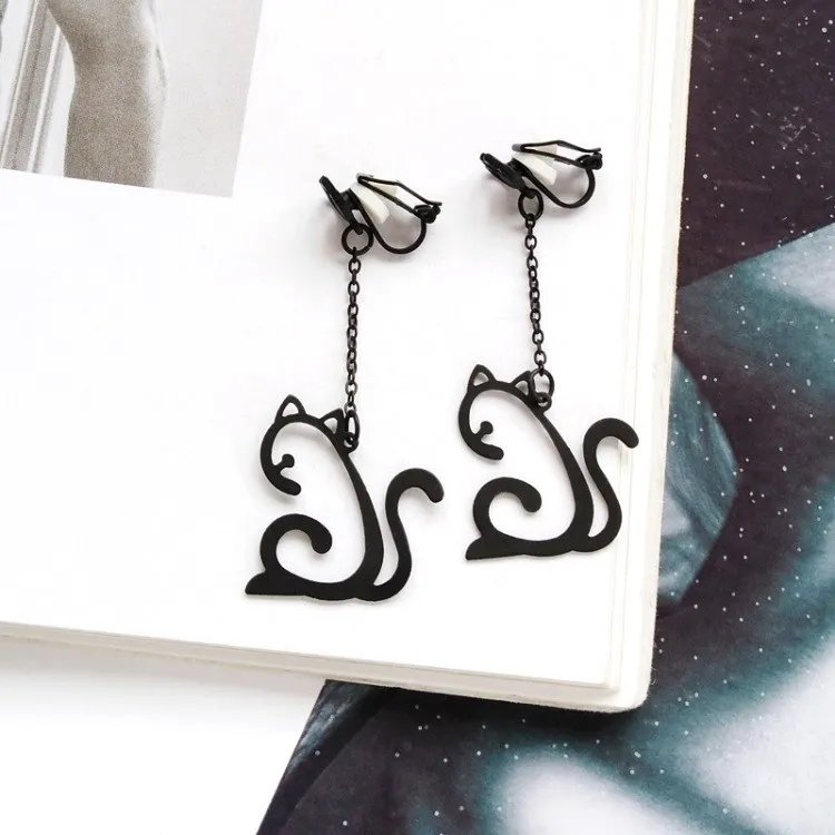 New Simple Animal Cat Stud Earring Cute Trendy Women Fashion Hollow Out Mermaids Stars Diamonds Hearts Geometric Earrings | Украшения и