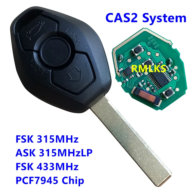 3 Buttons 315MHz 433MHZ 868MHZ Remote Key PCF7945 Chip for BMW CAS2 5 Series E46 E60 E83 E53 E36 E38 E39 Uncut Blade