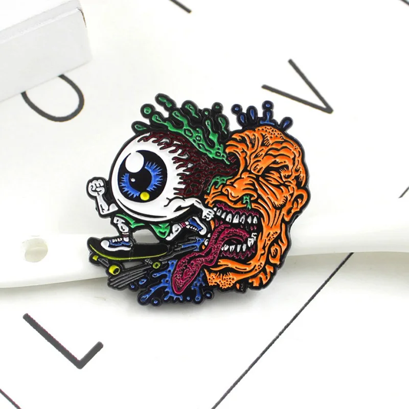 Большая брошь в виде глаза мультяшная эмалированная булавка Забавный значок на