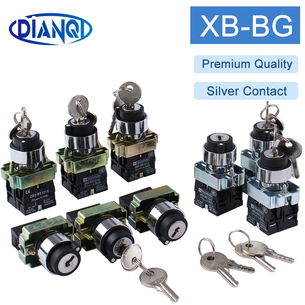 

XB2-BG21/25/33/41/45/65/73 1NO/1NO1NC/2NO 2/3 position key control knob switch self locking / self reset selector Knob switch