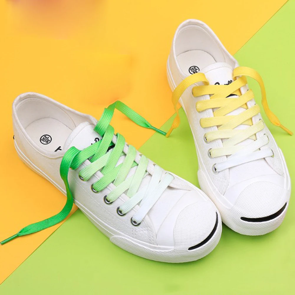 

1pair Colorful Flat Shoelaces Candy Gradient Party Shoelace Kids Adult Canvas Strings Camping Silkes Laces Rainbow Shoe Laces