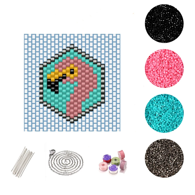 

FAIRYWOO Flamingo Necklace Miyuki Bead Kits New DIY Accessories Pink Jewelry Making Kit Women Luxury Handmade Choker Wholesale