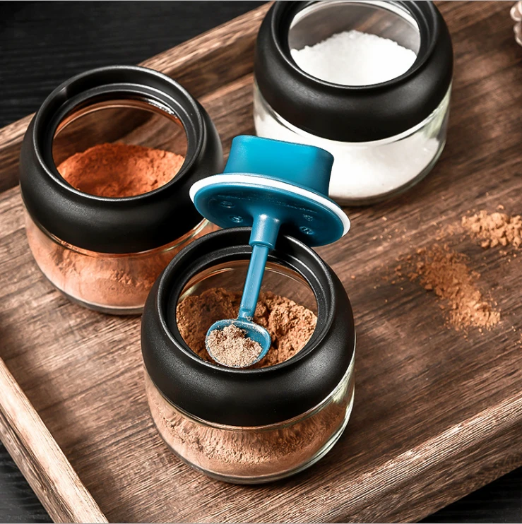 Ложка Крышка интегрированная банка для приправ чтобы взять стеклянная меда