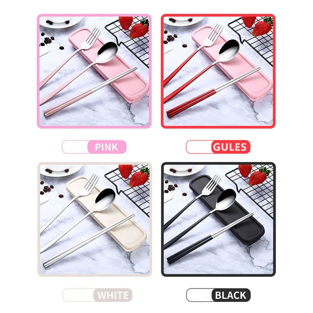 Набор посуды из нержавеющей стали портативный дорожный набор столовых приборов