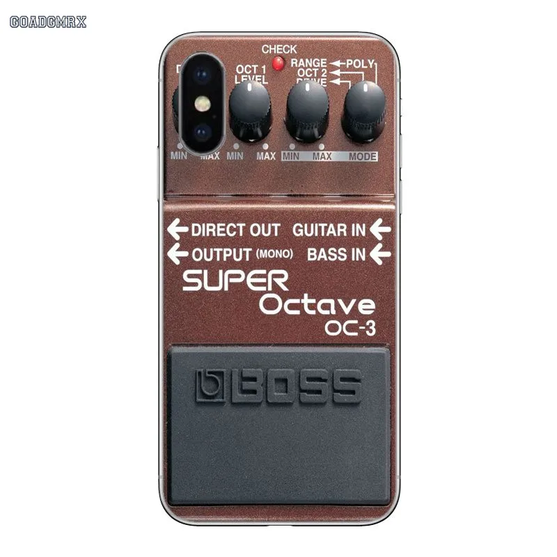 Ретро босс искажений педаль для iPhone 11 X XR XS Pro MAX 4 4s 5 5S SE 5C 6 6S 7 8 Plus прозрачный мягкий