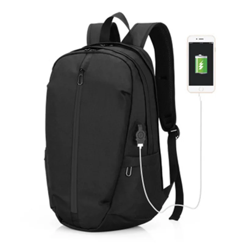KZQRNW New Korean Canvas Backpack USB Charging Trend Men's Middle School Student Bag Pure Color Travel Men | Багаж и сумки