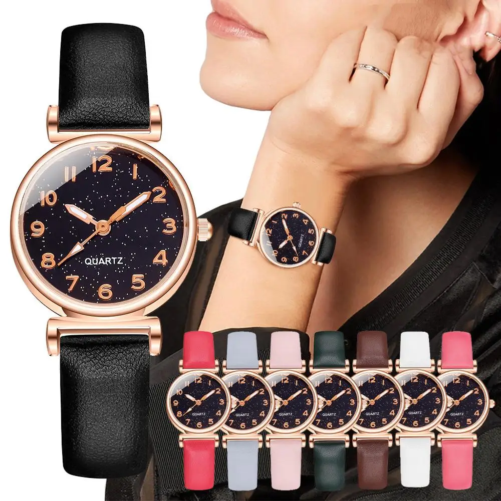 

Женские часы 2020 звездное небо стильные изысканные минималистичные цифровые Звездные кожаные женские кварцевые часы подарок Relogio Feminino