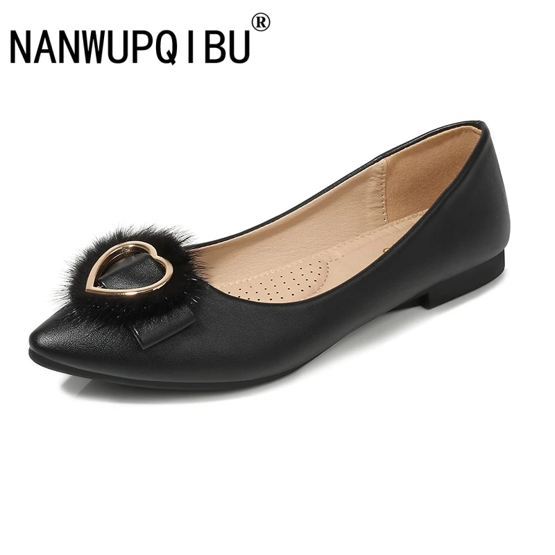 Женская обувь Новинка дышащая с острым носком на меху в форме сердца