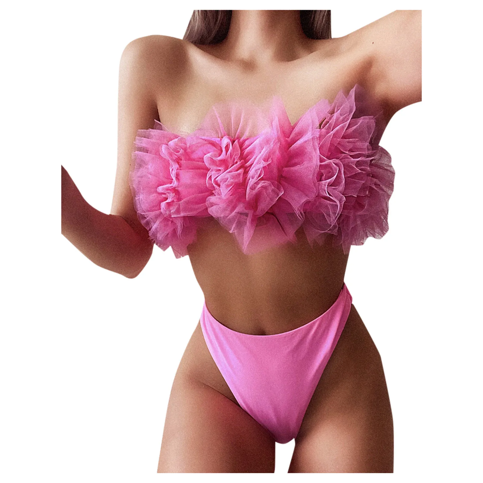 Пикантная пляжная одежда Женский сетчатый купальник-бикини с закрытой грудью