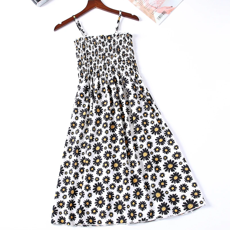 Женское шифоновое платье с цветочным принтом винтажное эластичное без рукавов