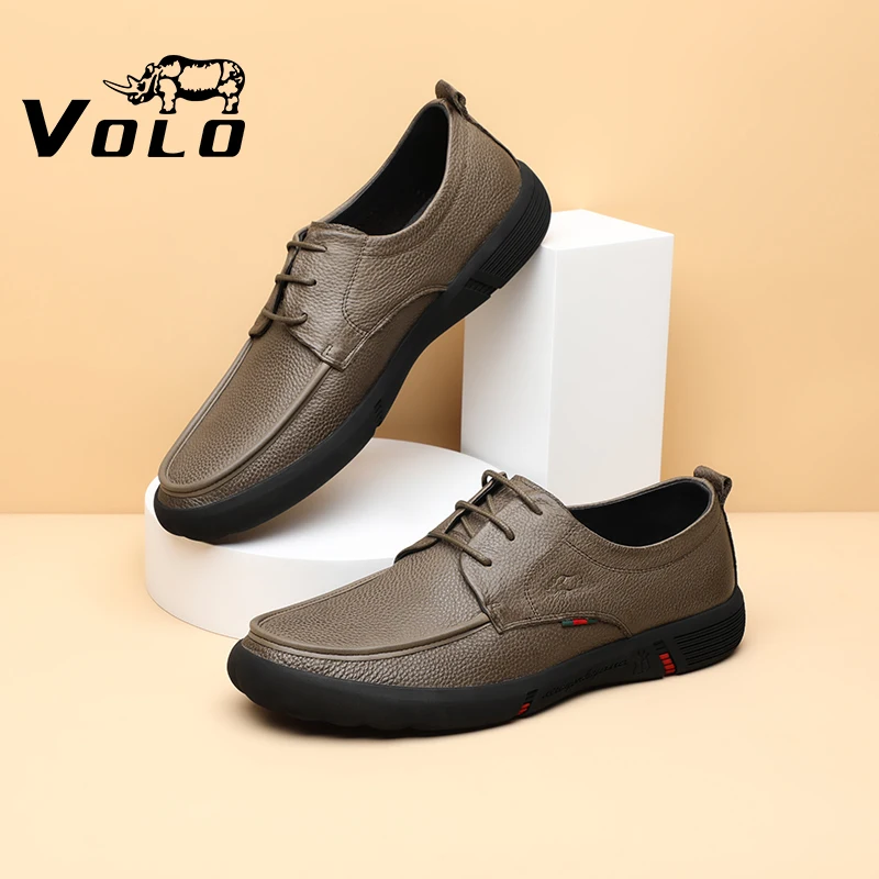 

Мужские туфли из воловьей кожи VOLO, деловые туфли в британском стиле с круглым носком, на плоской подошве, дышащие, осень 2021