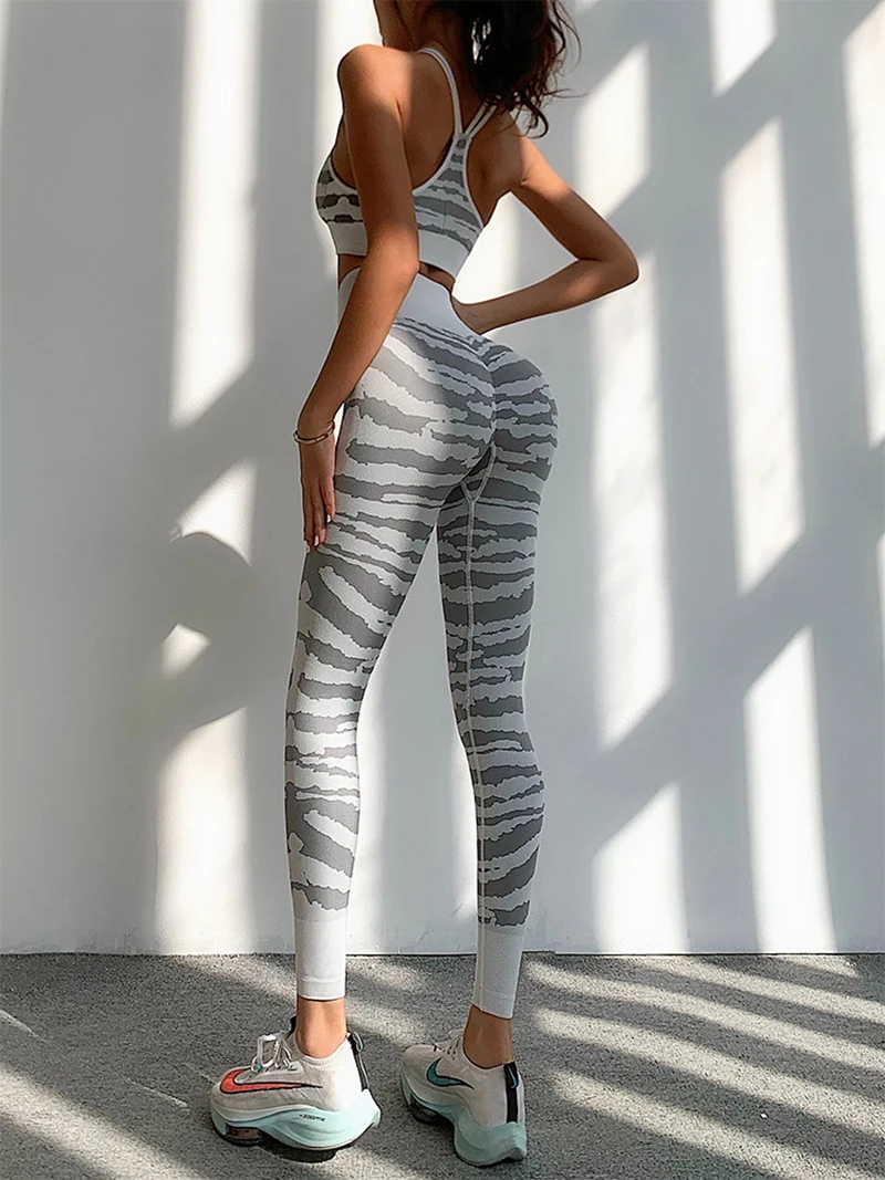 Женские Штаны Для Йоги ASHEYWR Zebra бесшовные спортивные тренировочные леггинсы с