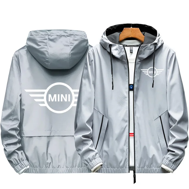 

2021 Spring Autumn Mini Car Logo Bomber Jacket Men's Zipper Coat Elastic Casual Windbreaker Sports Male Outdoor Clothing Top