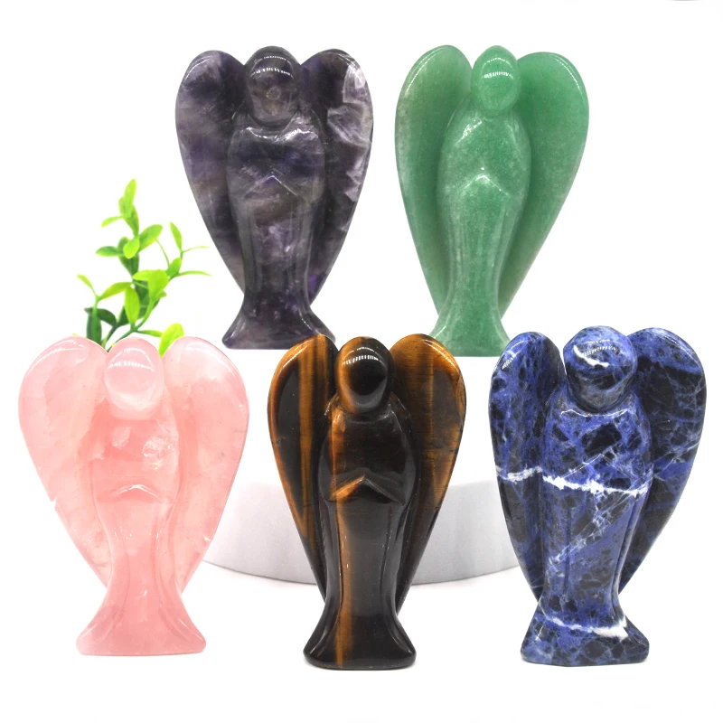 Статуэтка ангела резная вручную 4 дюйма из натурального драгоценного камня