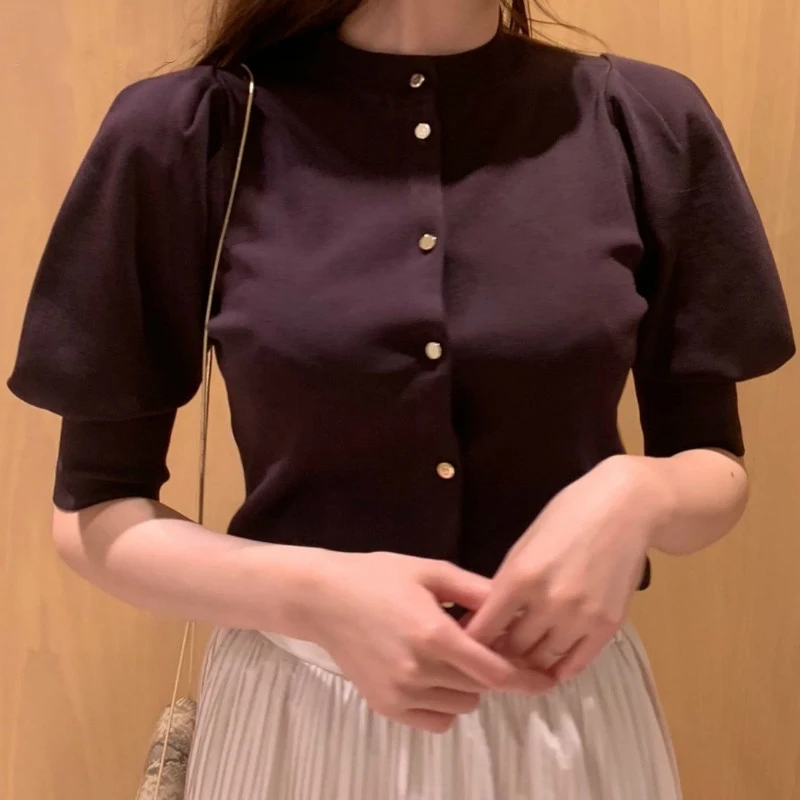 

Новый милый теплый Универсальный кардиган с круглым вырезом, Однотонный свитер шикарная на пуговицах, женское осеннее Свободное пальто с п...