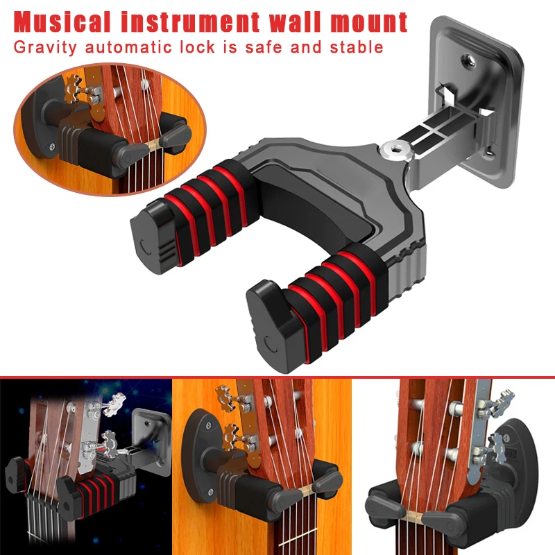 

Гравитационная вешалка для гитары с автоматическим замком, настенный держатель для гитары, музыкального инструмента, укулеле ASD88