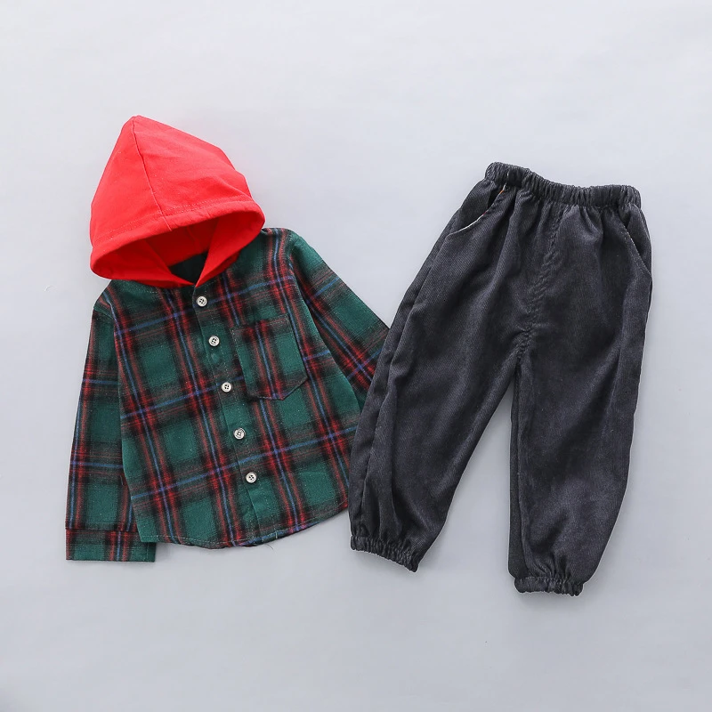 

New Autumn Baby Boys Girls Clothes Suits Toddler Infant Clothing Sets Plaid Coats Pants 2Pcs/Sets Kids Children Casua Tracksuits