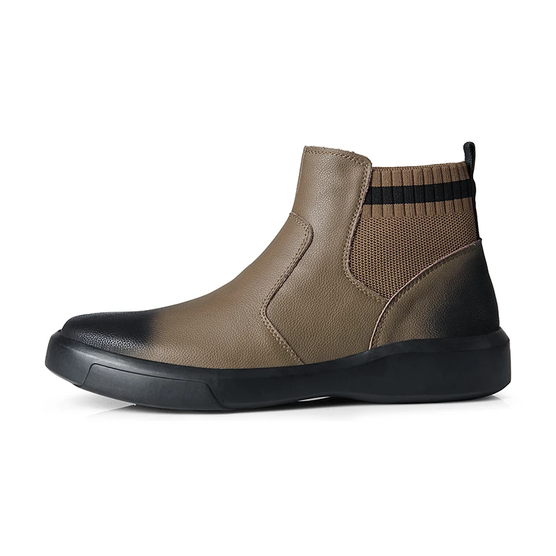 Мужские зимние ботинки челси черные из спилка мужская обувь теплые плюшевые