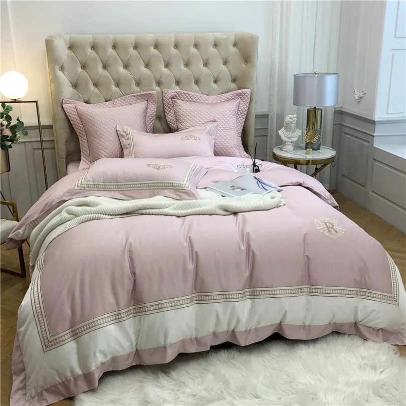 vender Premium Retalhos Bordado Capa De Edredão 1000tc Algodão Egípcio Luxo Conjunto Cama Folha Fronhas Rainha Rei Tamanho 4/6 Pçs