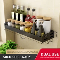 black wall mounted kitchen shelves perforation free multifunctional spice storage rack storage holder kitchen supplies