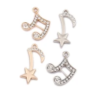 10pclot gold silver color with rhinestone music note shape charm pendants fit for jewelry bracelet necklace hair accessories