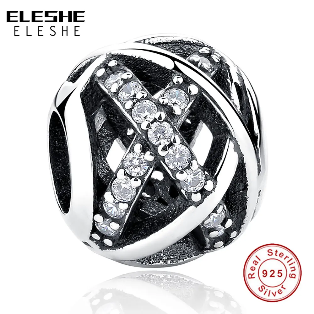 Натуральная 925 Стерлинговое Серебро Galaxy Шарм бусины с камнями подходят к