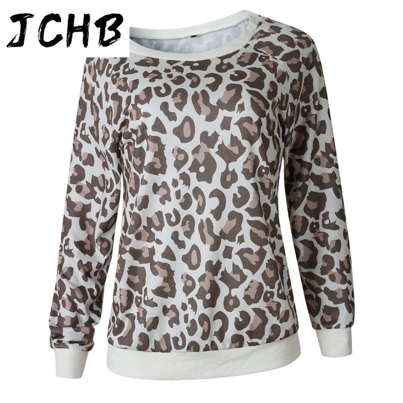 

Women Hoodies Autumn Sweatshirts 2021 Long Sleeve Crew Neck Leopard Pullover Harajuku Casual Tracksuit Top Femme Loose Tee Shirt