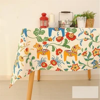 1pc high quality table clothtable cover 100 cotton canvas tablecloth cartoon pony printed for childrens bedroom decoration
