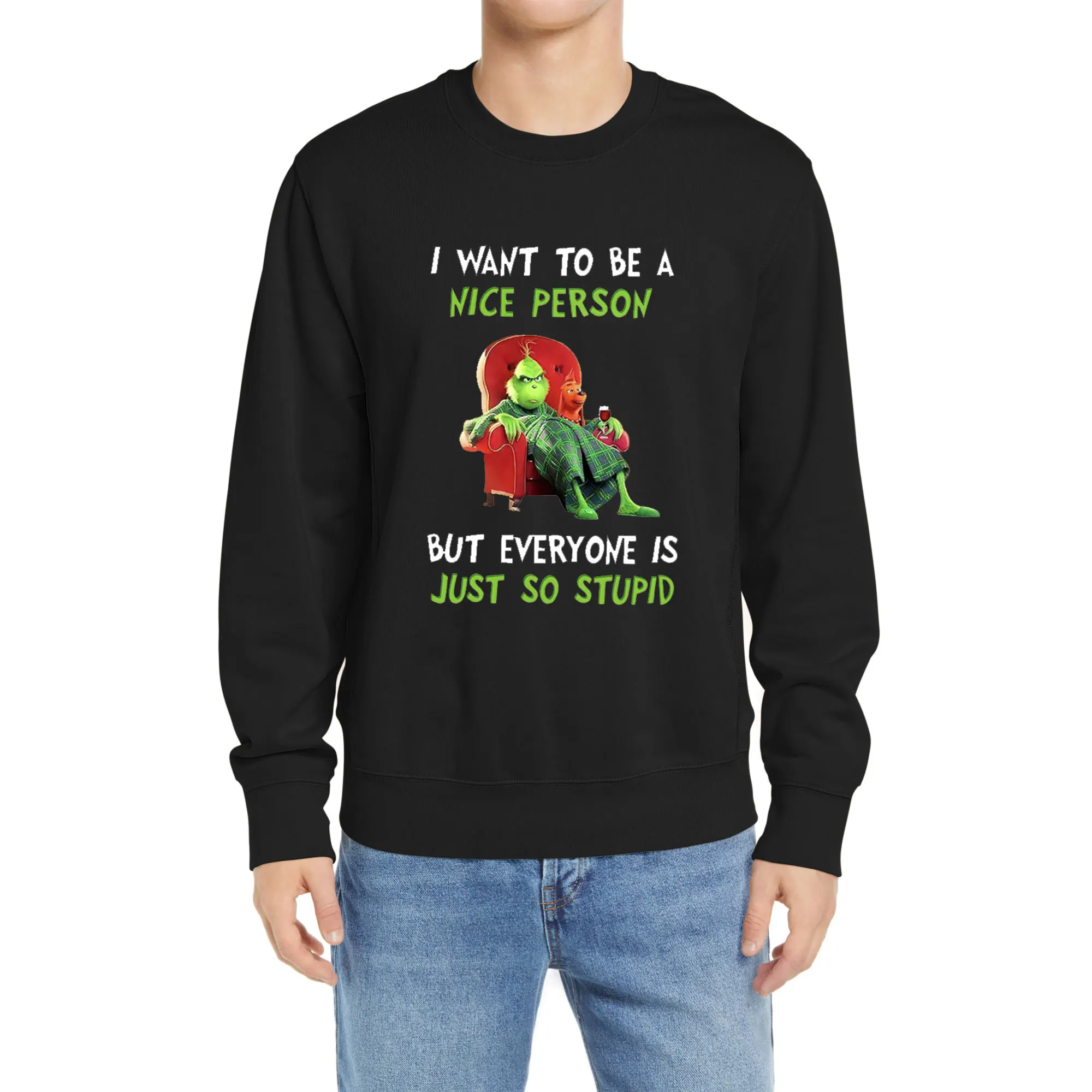 

Gift Cotton I Want To Be A Nice Person But Everyone Is Just So Stupid Funny Men's Fleece Casual Pullover Hoodies Sweatshirts