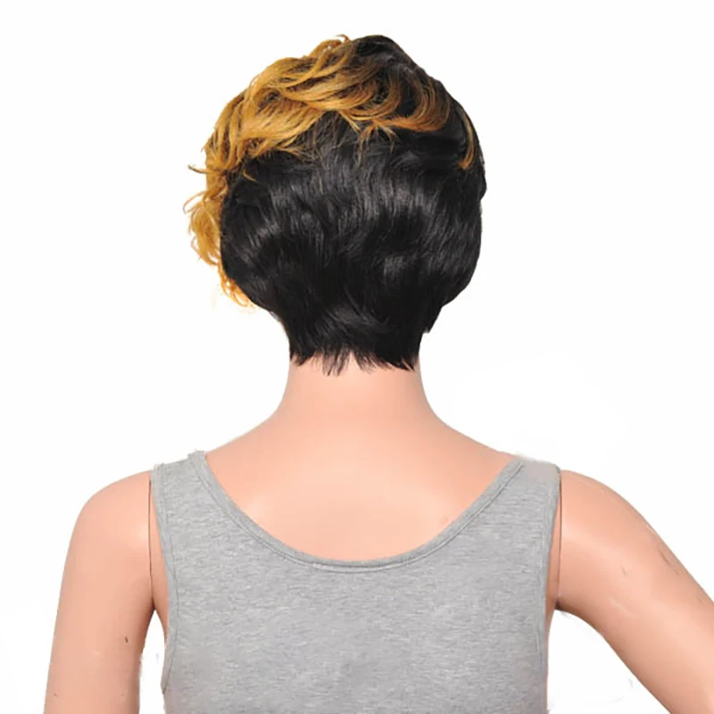 HAIRJOY женский специальный смешанный цвет боковая часть короткий кудрявый синтетический парик для волос