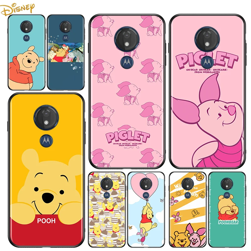 

Pooh Bear piglet for Motorola G9 G8 G E7 E6 One Play Marco Hyper Fusion Stylus Power Edge Plus Black Phone Case