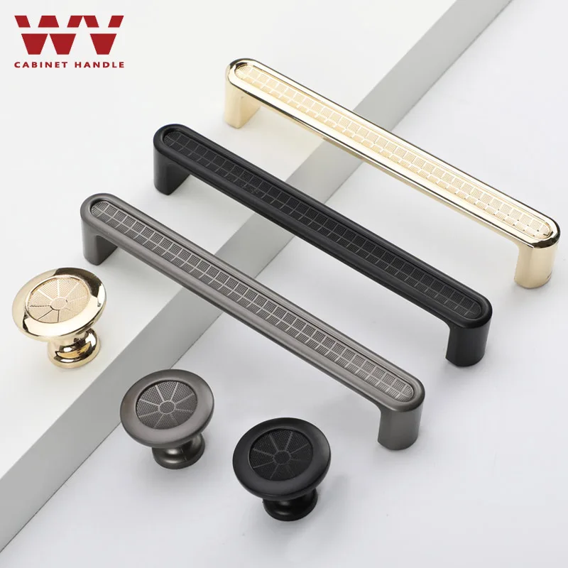 

WV European Black Grey Gold Cabinet Handles Zinc Alloy Kitchen Cupboard Pulls Drawer 128mm Knobs Wardrobe Furniture Hardware